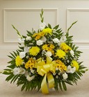 Yellow and White Sympathy <BR>Floor Basket Davis Floral Clayton Indiana from Davis Floral
